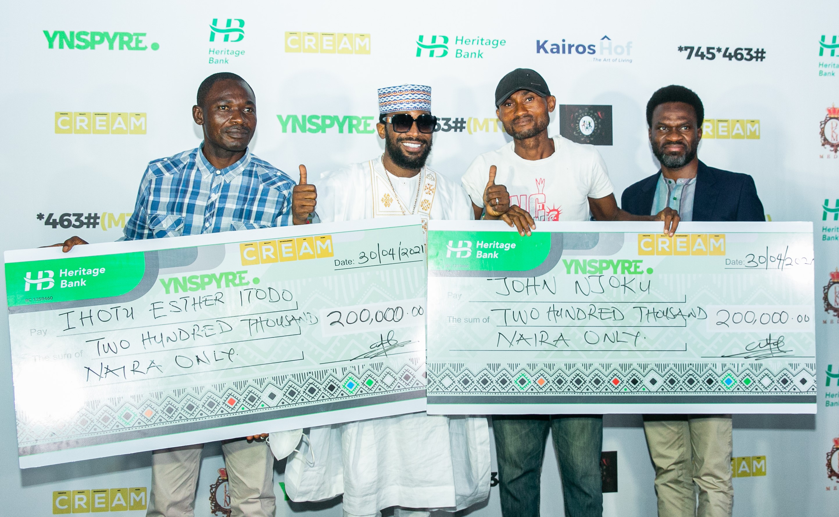 Heritage bank gifts winners of YNSPYRE, CREAM Platform over N12m in April draw