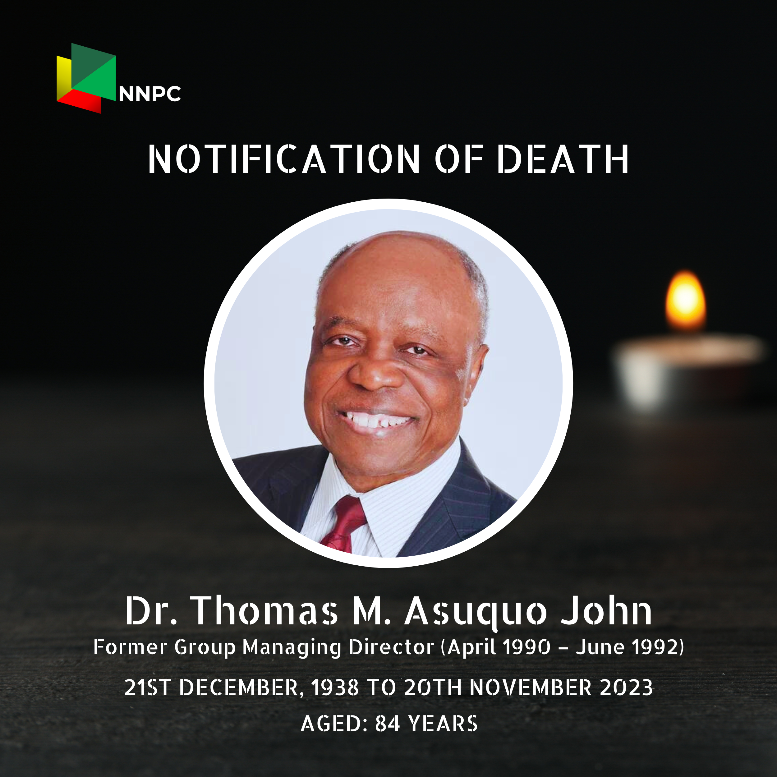 NNPC Ltd. mourns death of Thomas John, ex-GMD, alternate Chairman